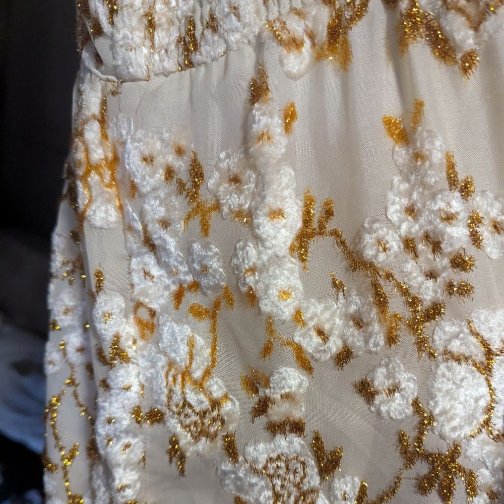 Hemant & Nandita Inara Flocked Lurex Chiffon Long Dress - Medium - See Notes - Picture 7 of 16